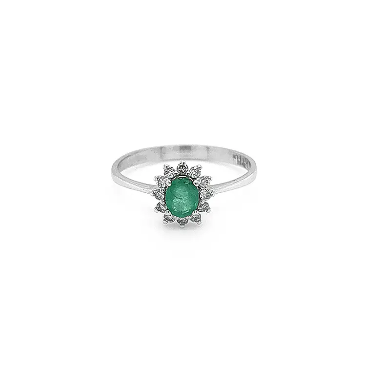 Gold Ring with Emerald and Diamonds