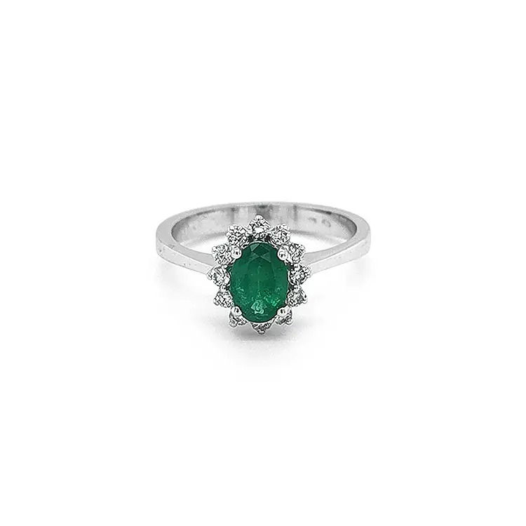 Gold Ring with Emerald and Diamonds
