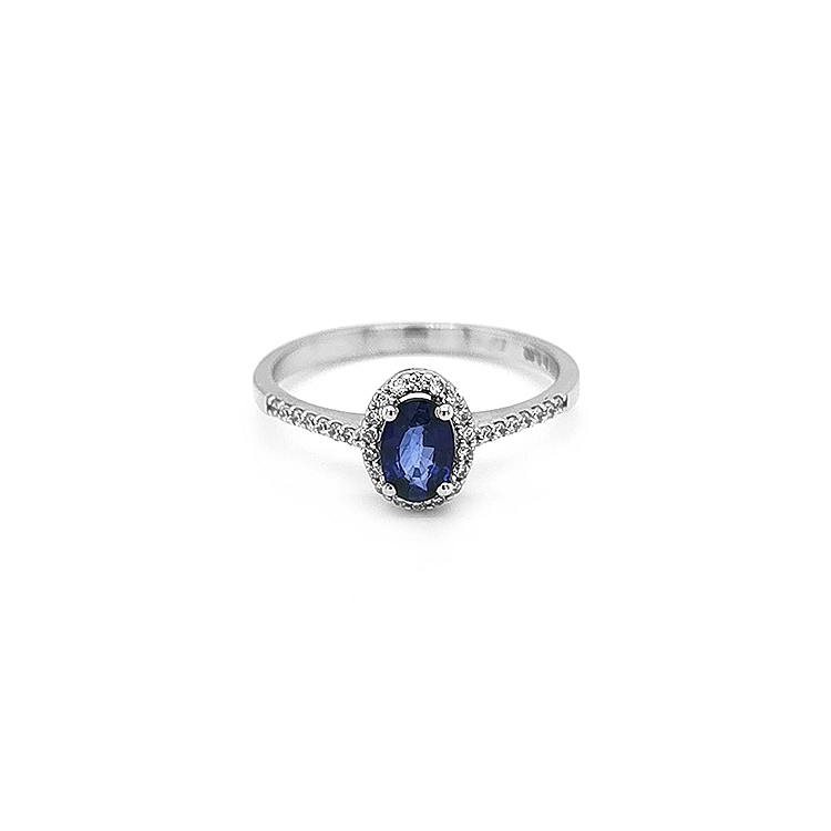 Gold Ring with Sapphire and Diamonds