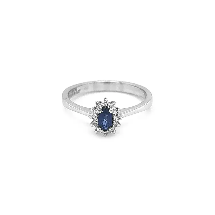 Gold Ring with Sapphire and Diamonds