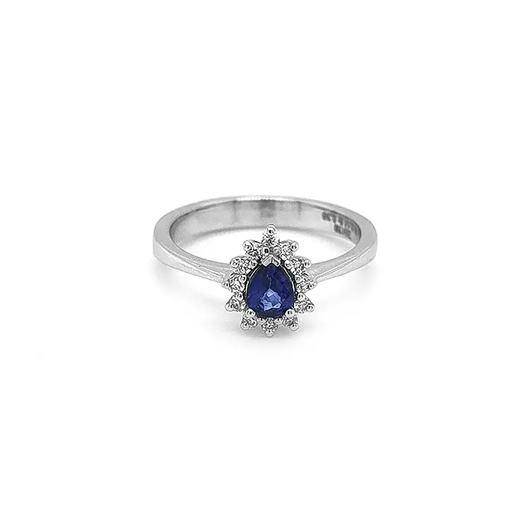 Gold Ring with Sapphire and Diamonds