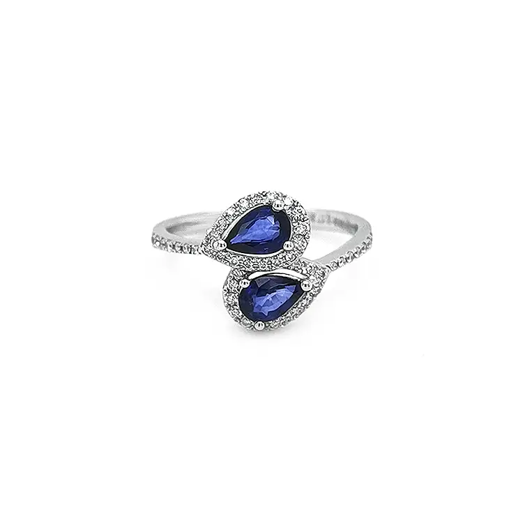 Gold Ring with Sapphire and Diamonds