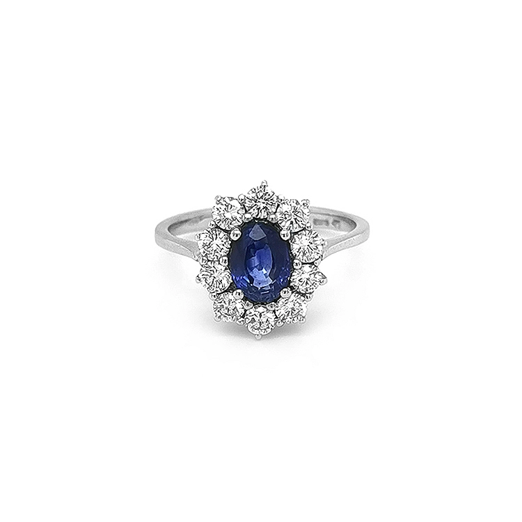 Gold Ring with Sapphire and Diamonds