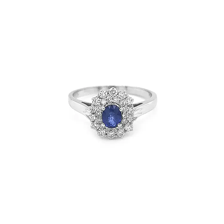 Gold Ring with Sapphire and Diamonds
