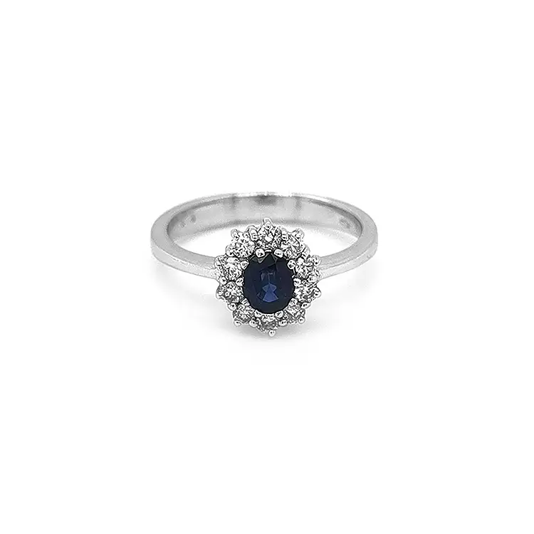 Gold Ring with Sapphire and Diamonds