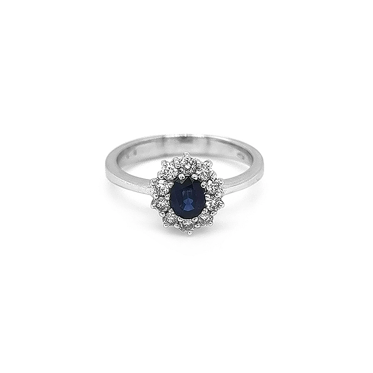 Gold Ring with Sapphire and Diamonds