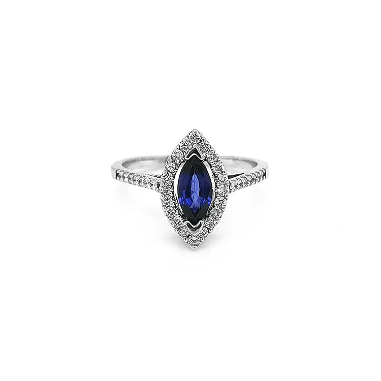Gold Ring with Sapphire and Diamonds
