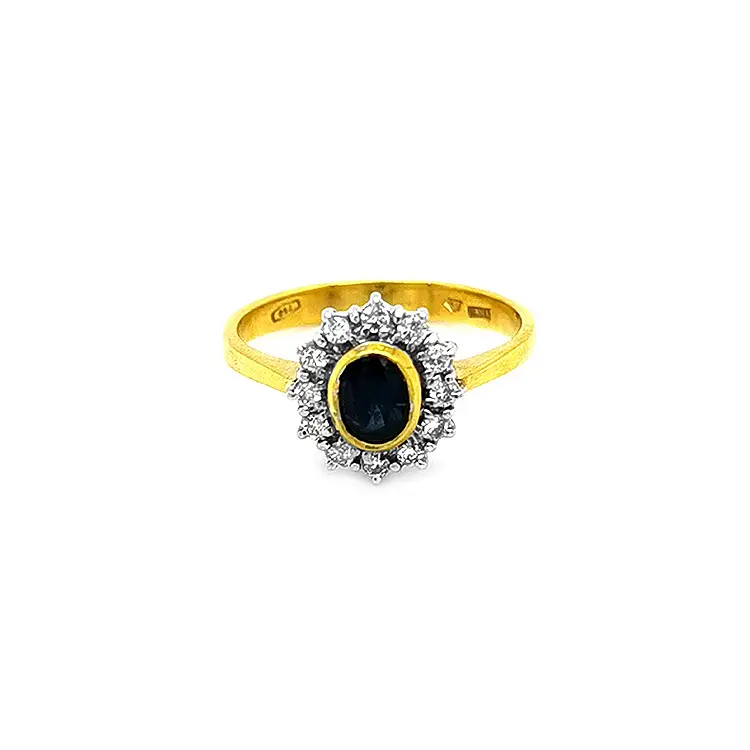 Gold Ring with Sapphire and Diamonds