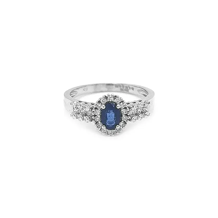 Gold Ring with Sapphire and Diamonds