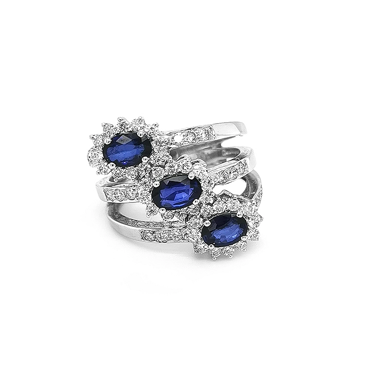 Gold Ring with Sapphires and Diamonds