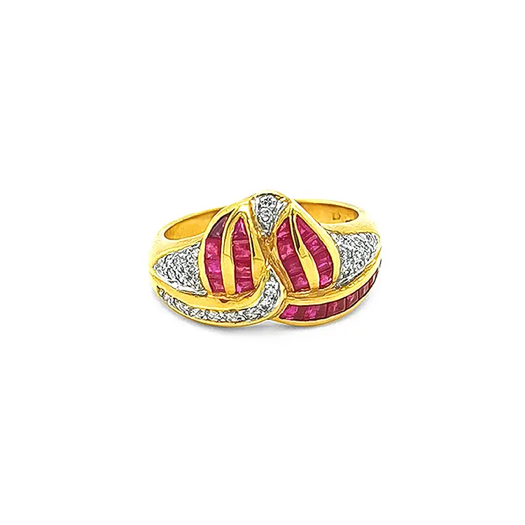 Gold Ring with Rubies and Diamonds
