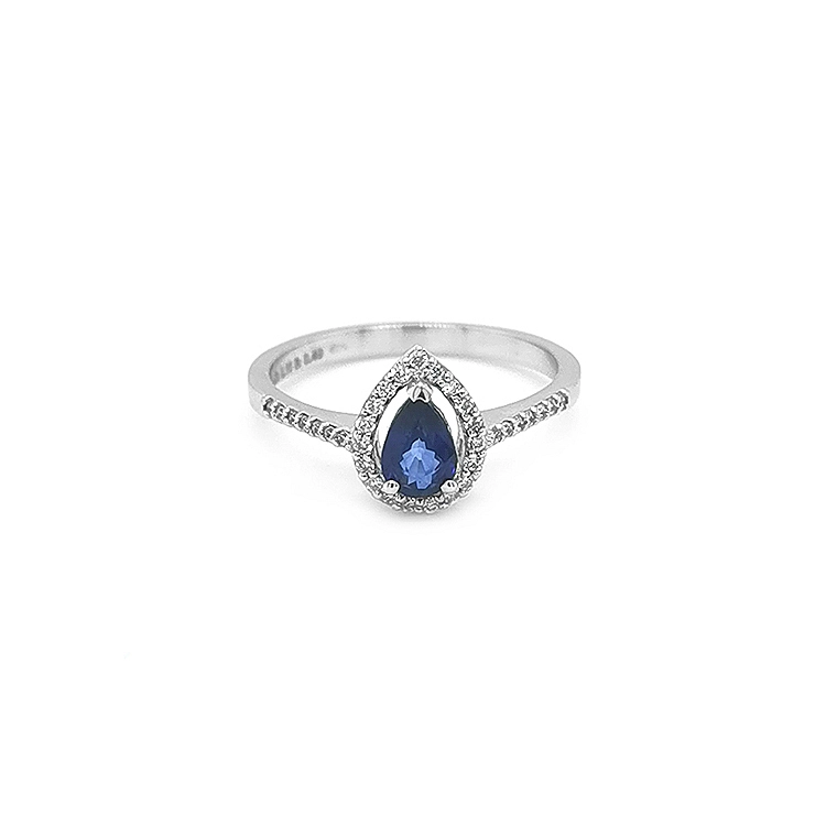 Gold Ring with Sapphire and Diamonds