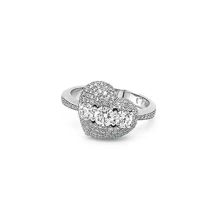 Golden Heart Shaped Ring with Diamonds