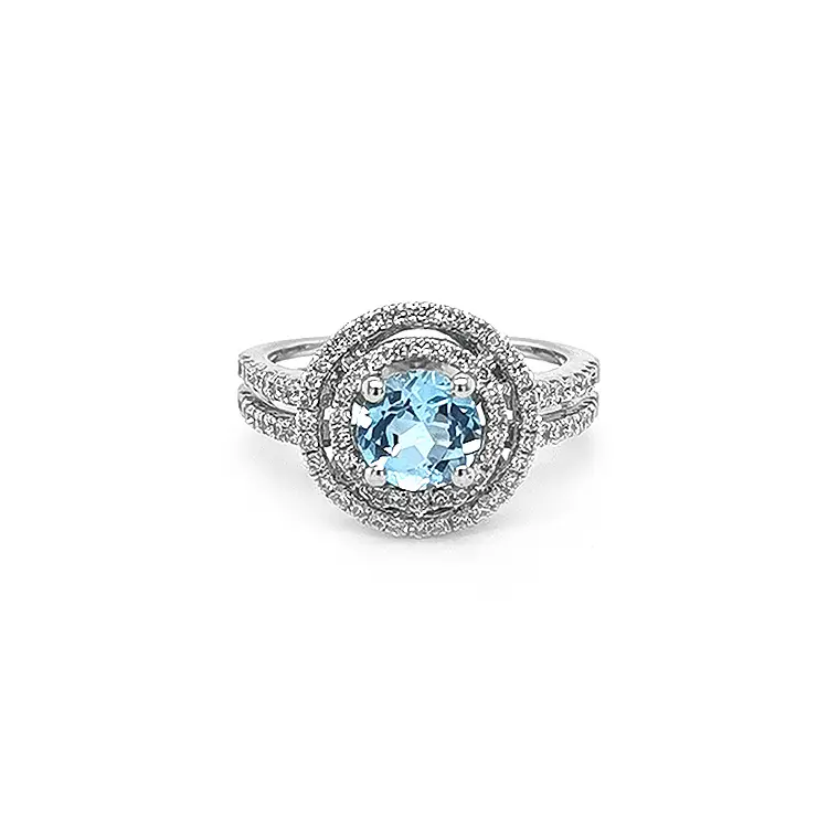 Gold Ring with Blue Topaz and Diamonds