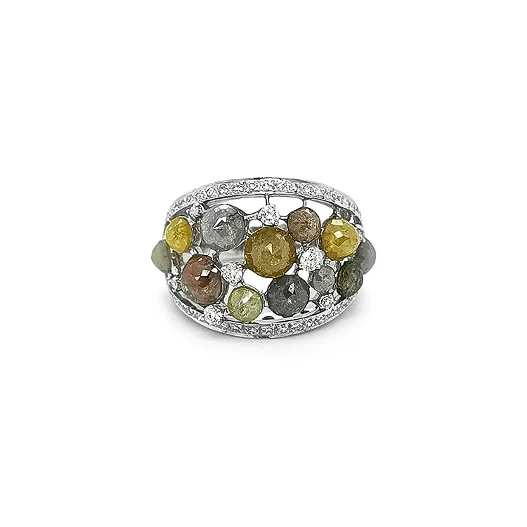 Gold Ring with Colored Diamonds