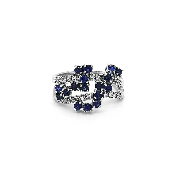 Gold Ring with Sapphires and Diamonds