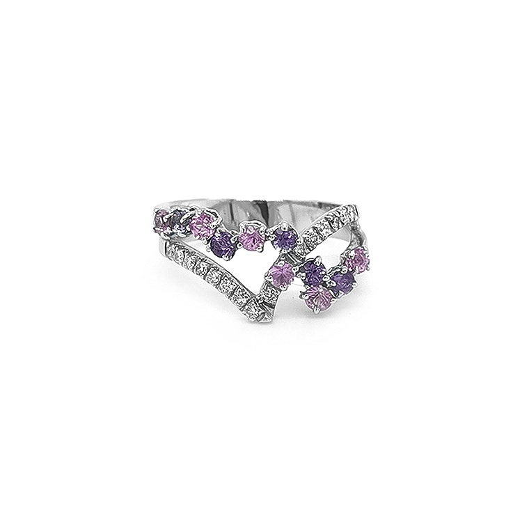 Gold Ring with Pink Sapphires and Diamonds