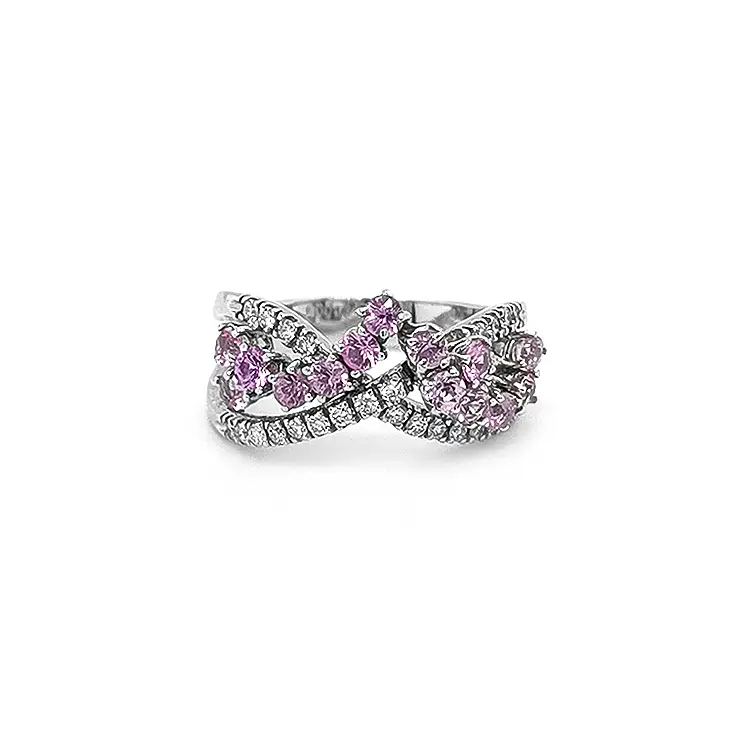 Gold Ring with Pink Sapphires and Diamonds