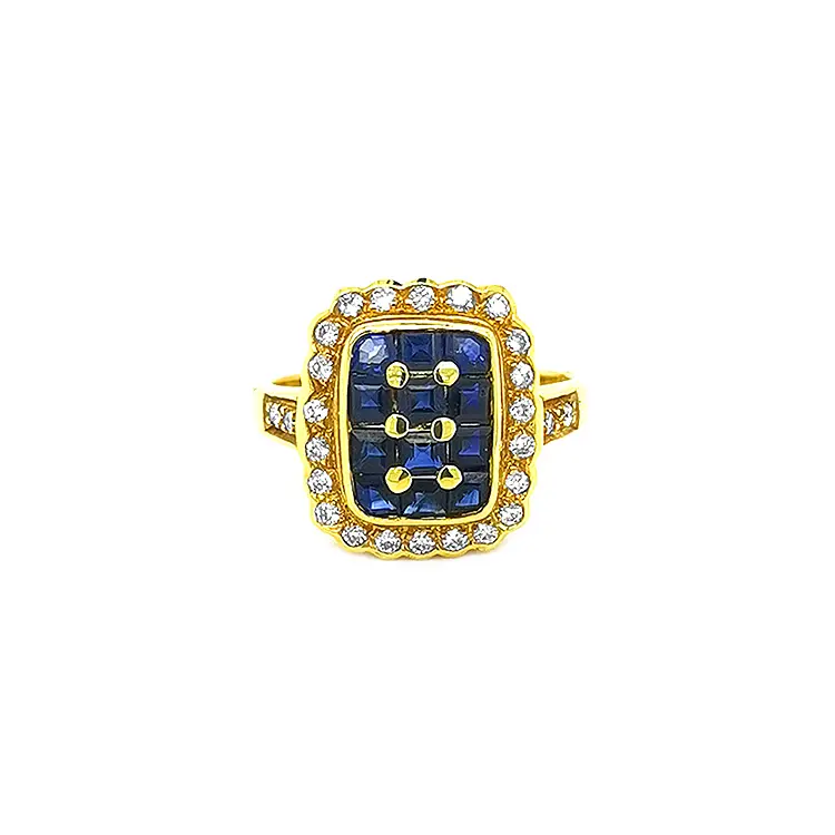 Gold Ring with Sapphires and Diamonds