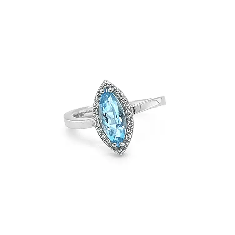 Gold Ring with Blue Topaz and Diamonds