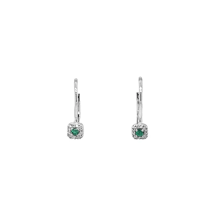 Gold Earrings with Emeralds and Diamonds
