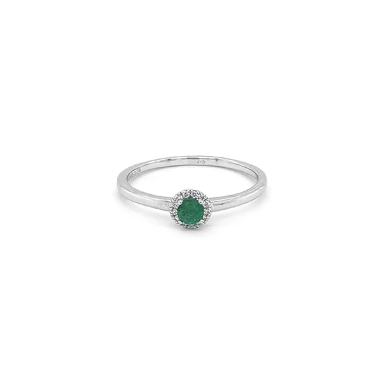 Emerald ring with white gold diamonds