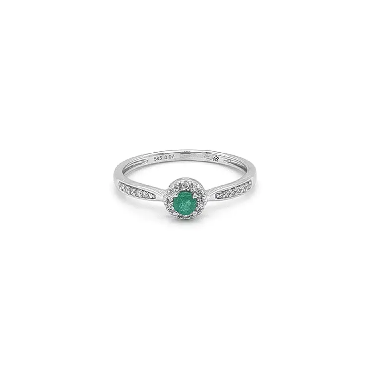 Emerald ring with white gold diamonds