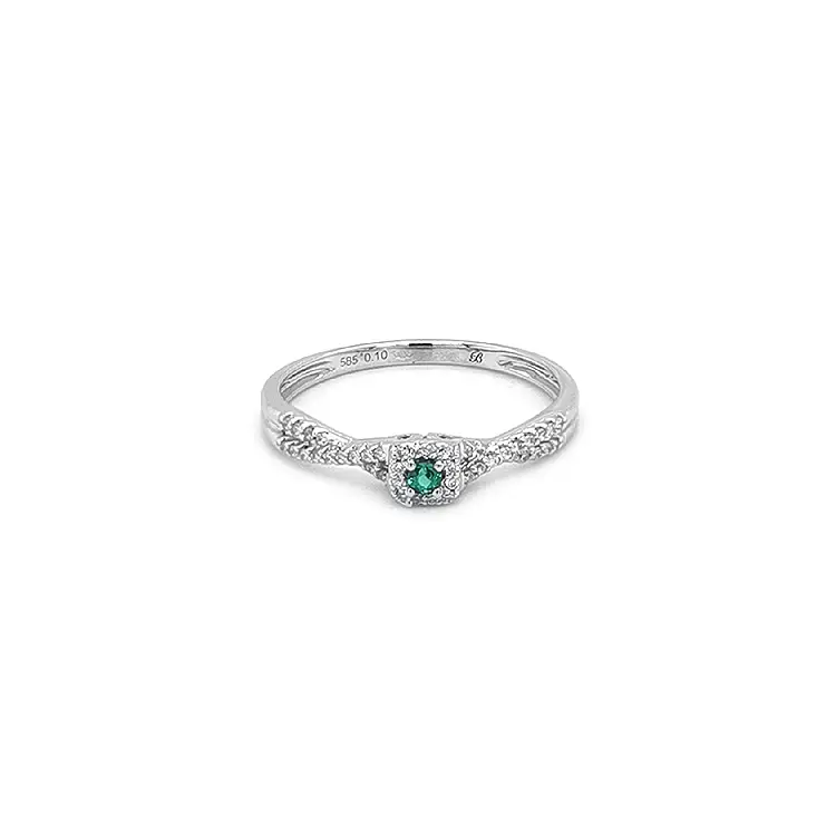 Emerald ring with white gold diamonds
