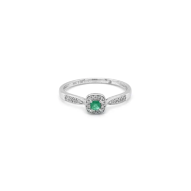 Emerald ring with white gold diamonds
