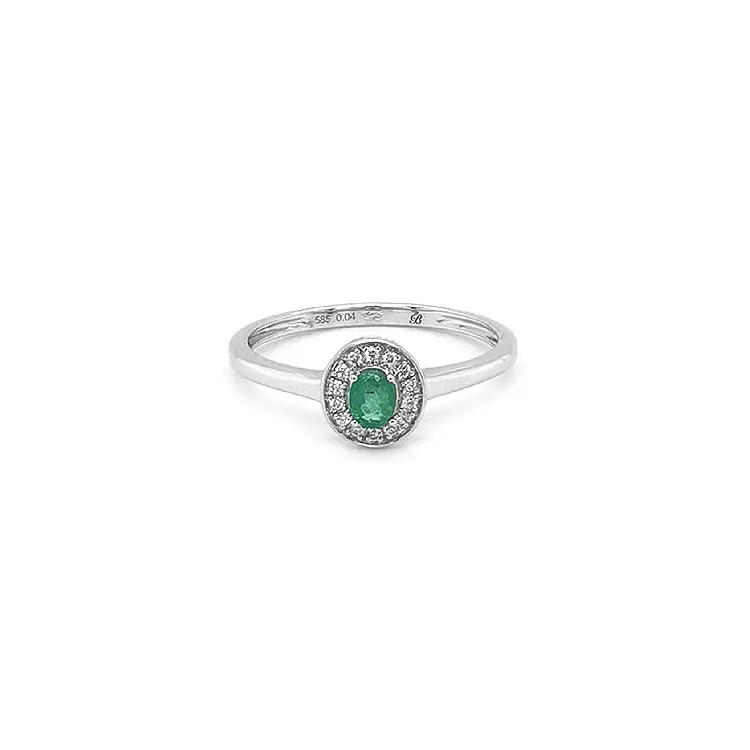 Emerald ring with white gold diamonds