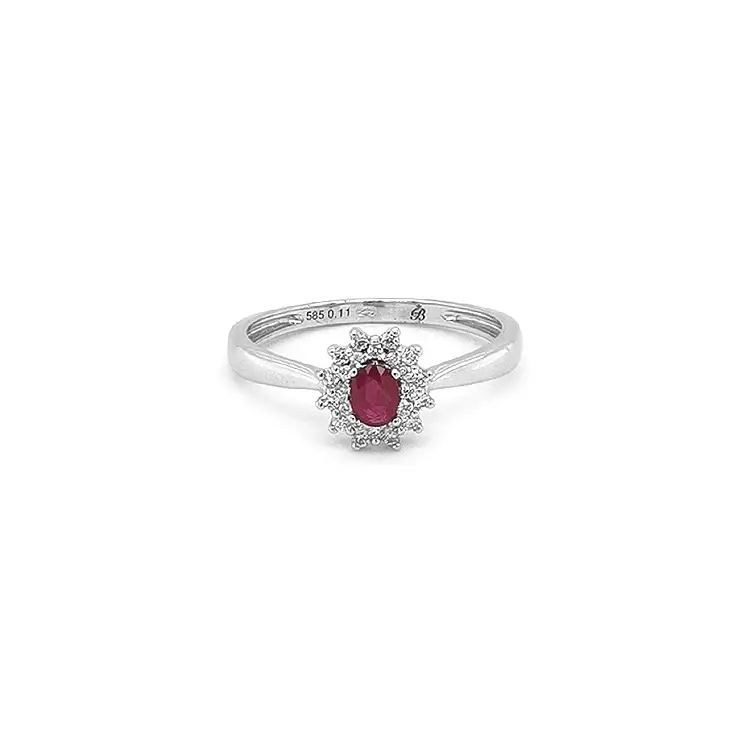 Ruby ring with white gold diamonds
