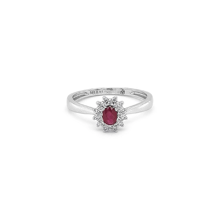 Ruby ring with white gold diamonds