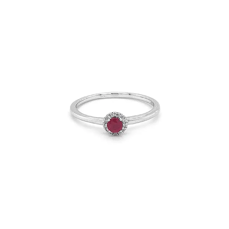 Ruby ring with white gold diamonds