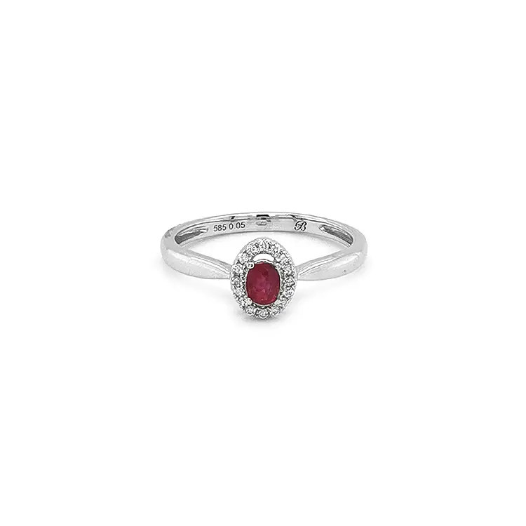 Ruby ring with white gold diamonds