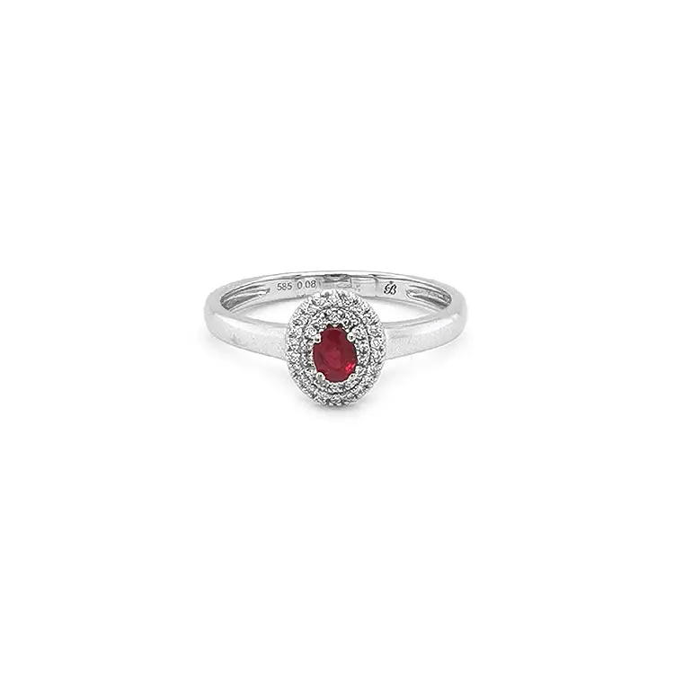 Ruby ring with white gold diamonds