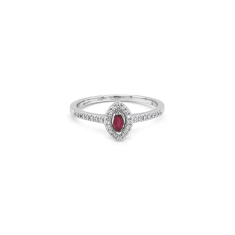 Ruby ring with white gold diamonds