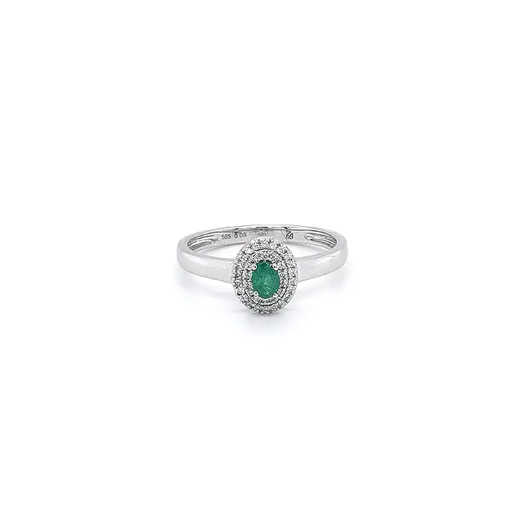 Gold Ring with Emerald and Diamonds