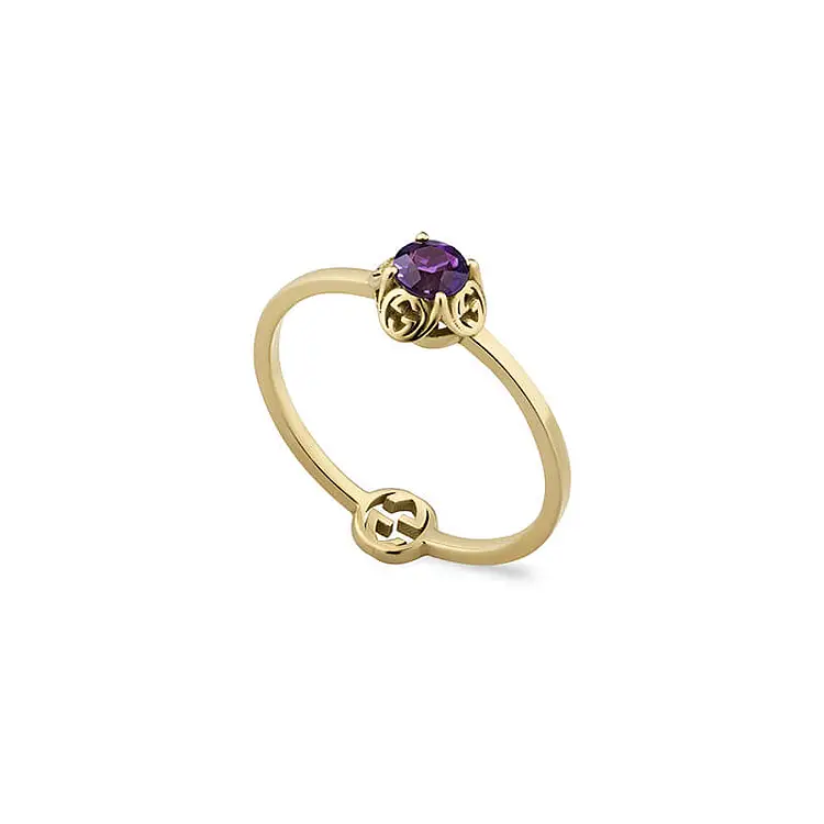 Gold Gucci Interlocking G Amethyst Ring YBC662428003014