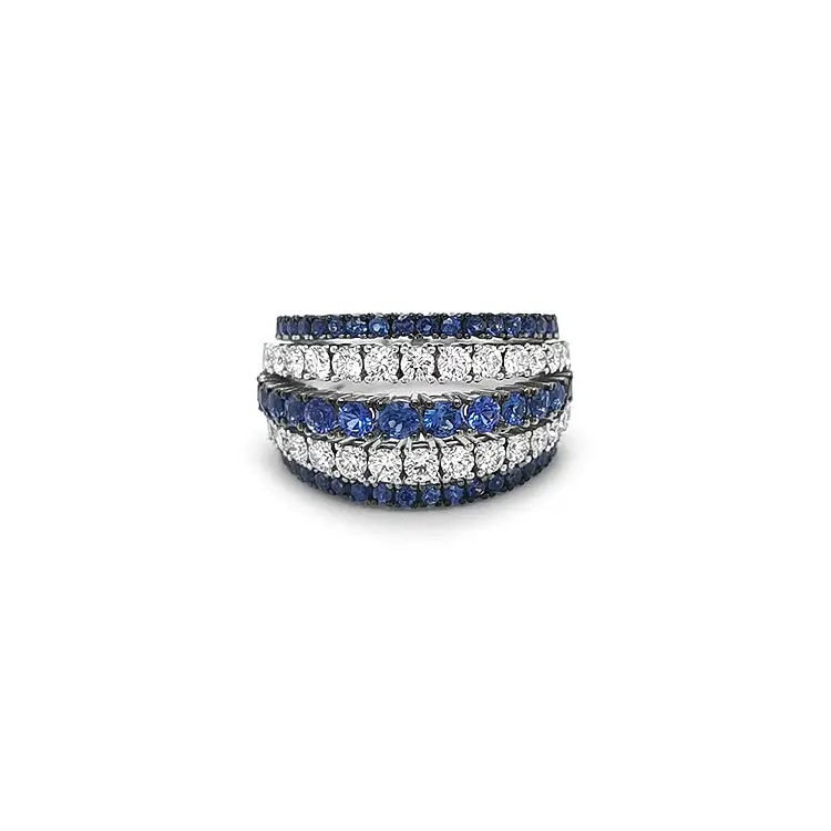 Gold Ring with Sapphires and Diamonds