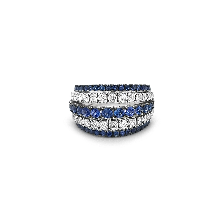 Gold Ring with Sapphires and Diamonds