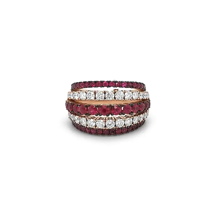 Gold Ring with Rubies and Diamonds