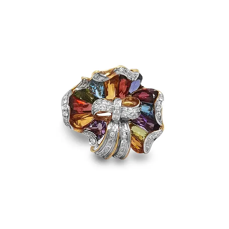 Gold Ring Semi precious stones and Diamonds