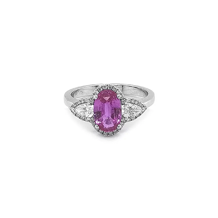 Gold Ring with Pink Sapphire and Diamonds