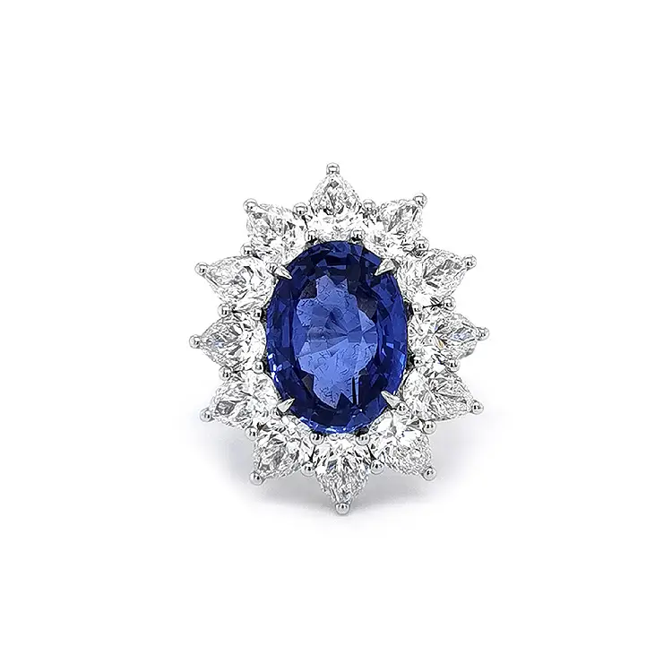 Gold Ring with Sapphire and Diamonds