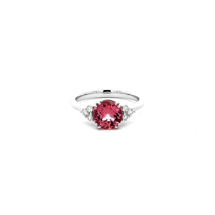 Gold Ring Pink Tourmaline and Diamonds
