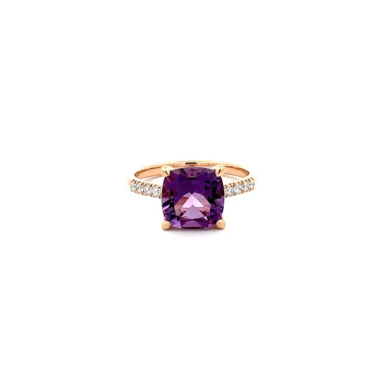 Gold Ring Amethyst and Diamonds