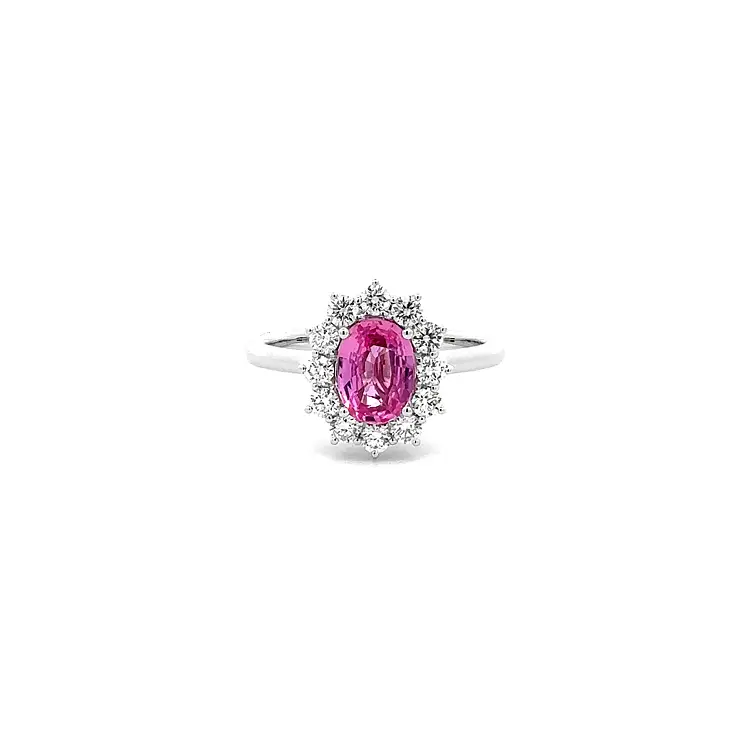 Gold Ring Pink Sapphire and Diamonds