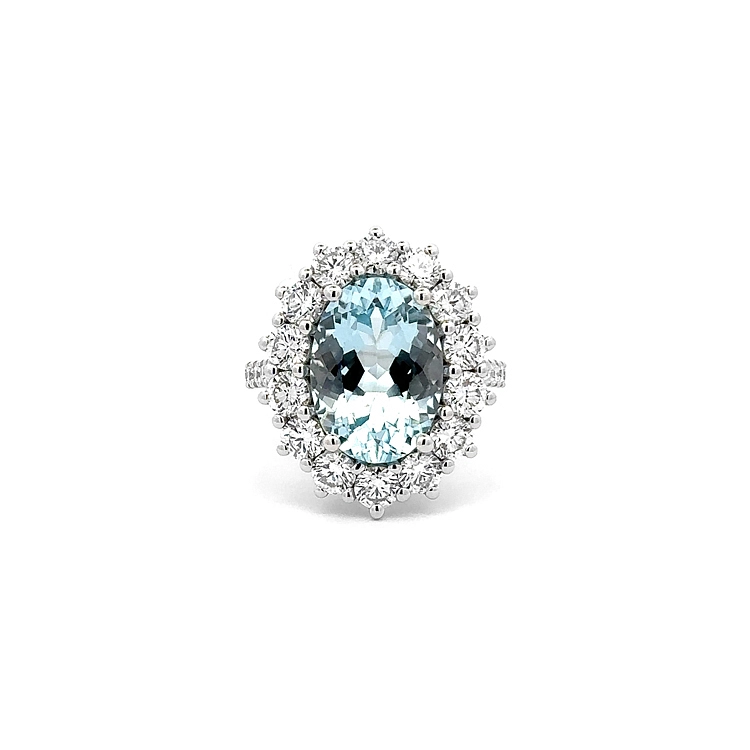 Golden Aquamarine and Diamond Ring