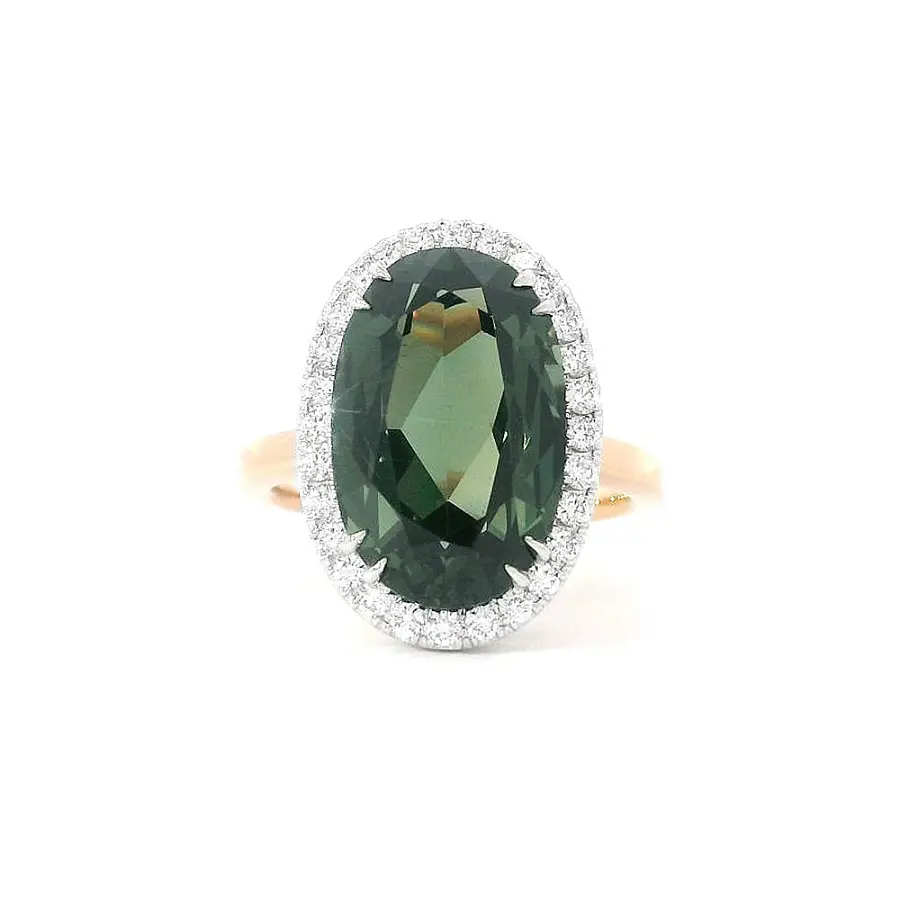 Luxury Ring with Green Tourmaline and Diamonds