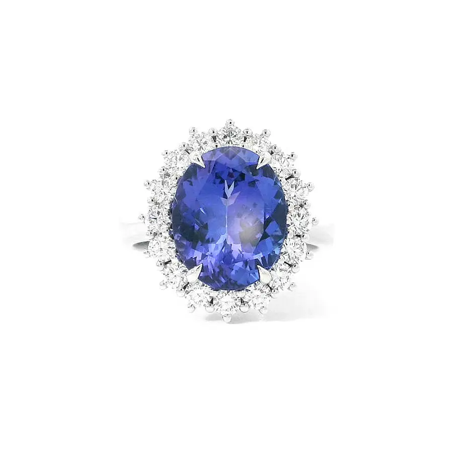Exclusive White Gold Ring with Tanzanite and Diamond Sparkle